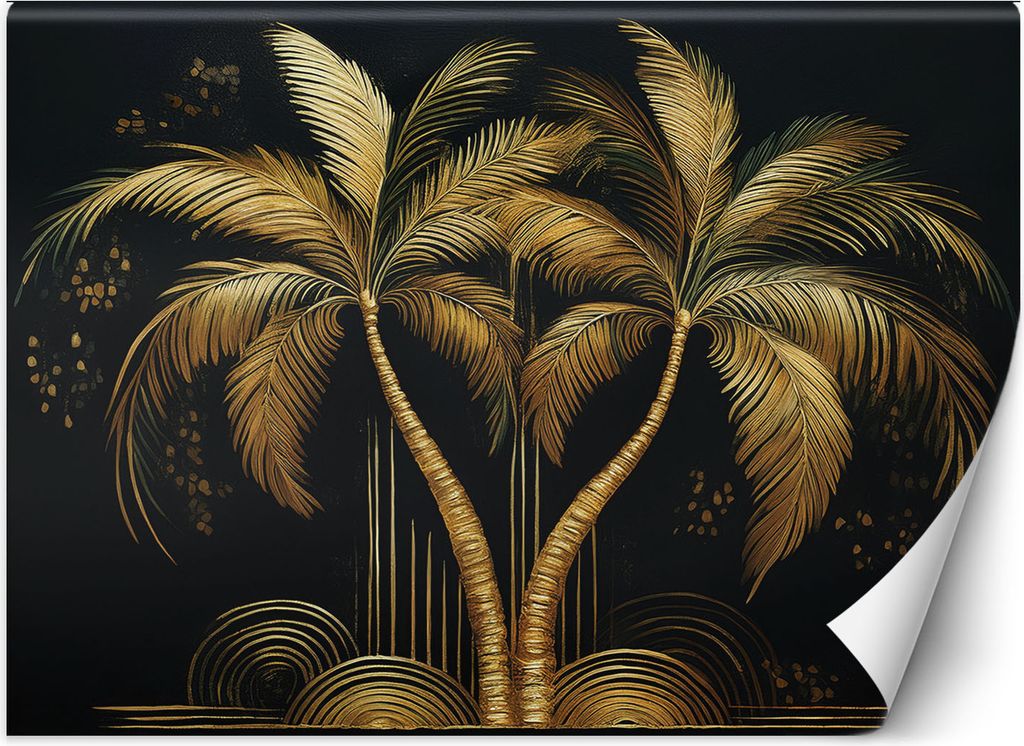 Vlies fototapete Abstrakte Palmen 350x245 cm Feeby Gold inkl. Kleber einfache Montage