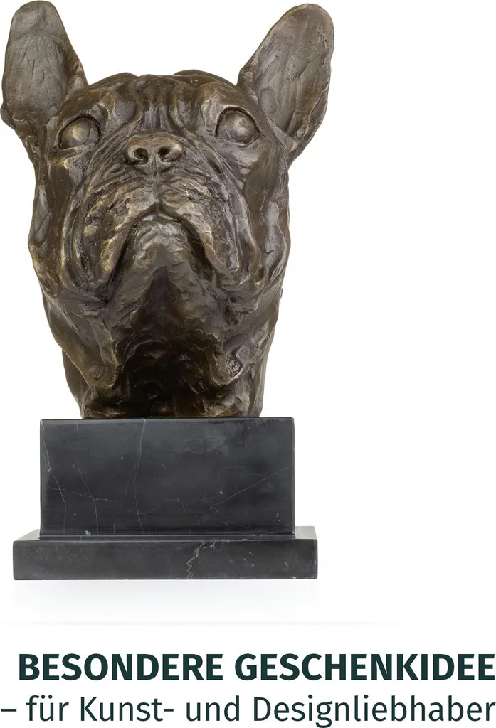 Buste de Chien Bouledogue en Bronze Véritable et Marbre, Objet de Déco - 7