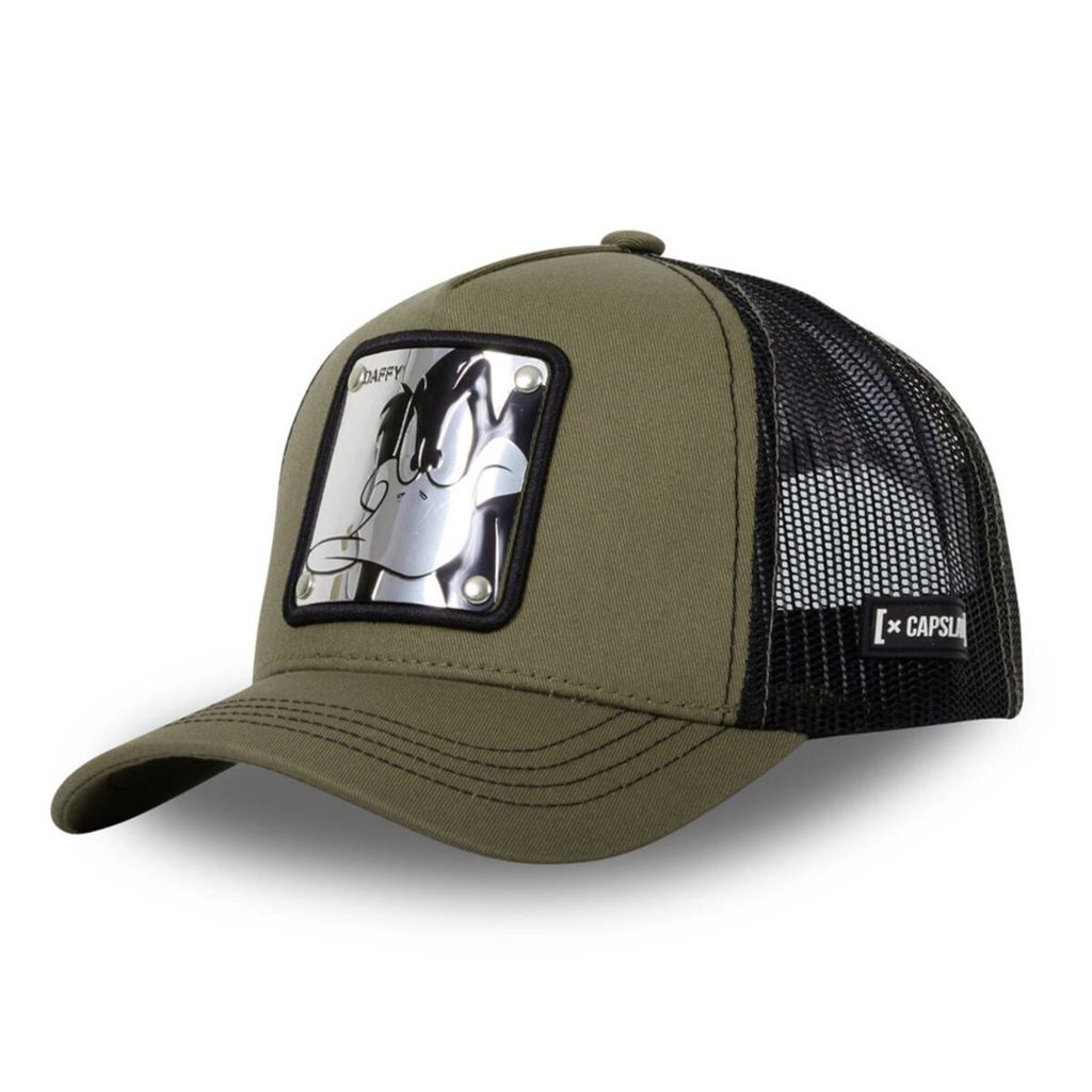 CAPSLAB LOONEY TUNES Trucker Cap DAFFY Metal Plate olive