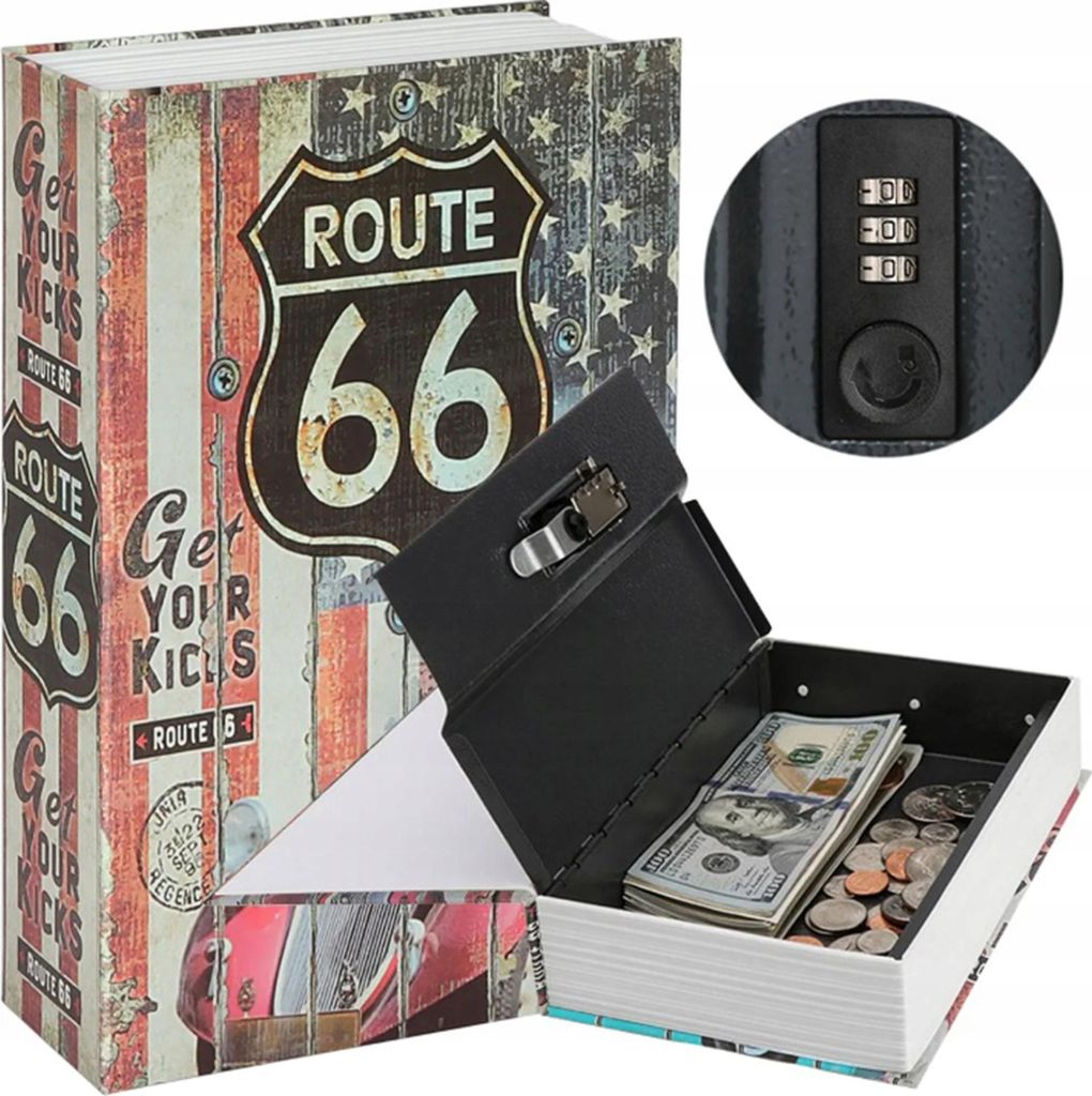 Knižný trezor (kovový) Route 66 - Kľúče od peňažnej Obrázok produktu 