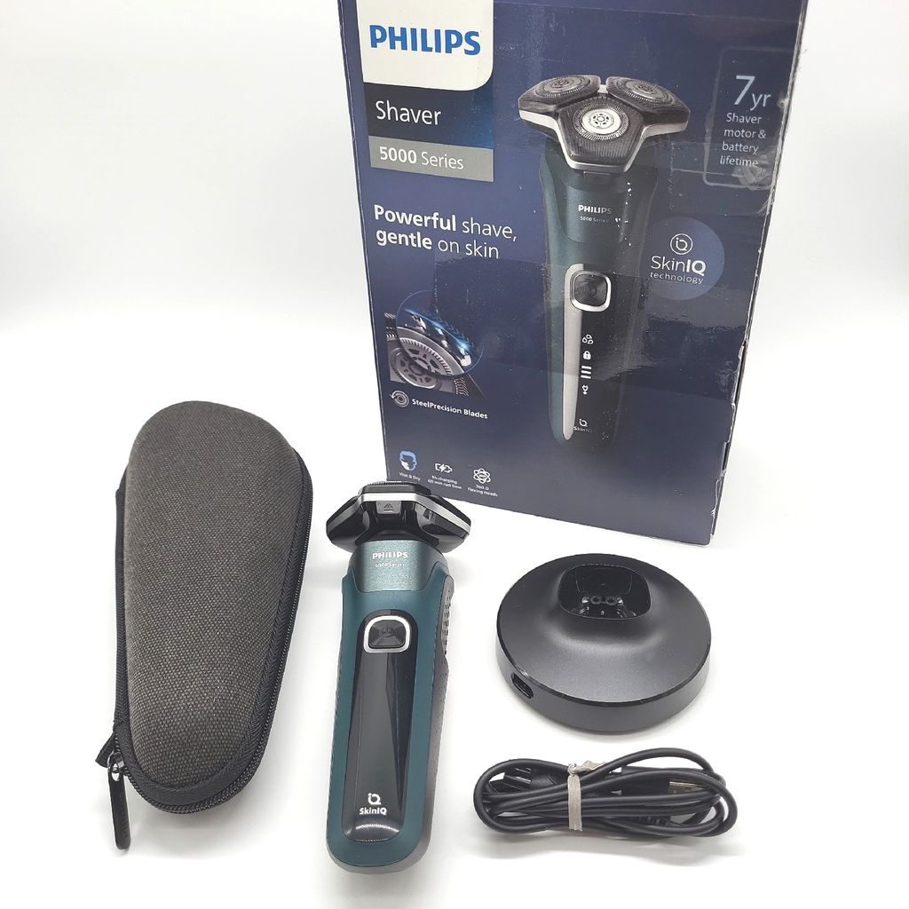 Philips Shaver Series 5000 – Elektrischer Nass- und Trockenrasierer für Herren mit ausklappbarem Trimmer, Ladestation & Reiseetui (Model S5884/35)