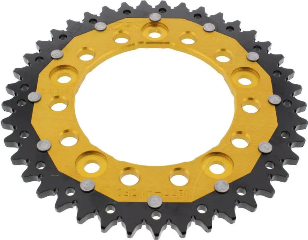 Couronne ZF Double Métal 41 Dents Pas 525 Or et Noir pour Yamaha R1 R6