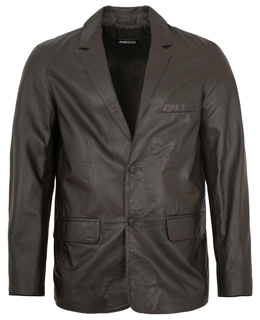 MADDOX - Herren Lederjacke Sakko Lammnappa dunkelbraun : 56