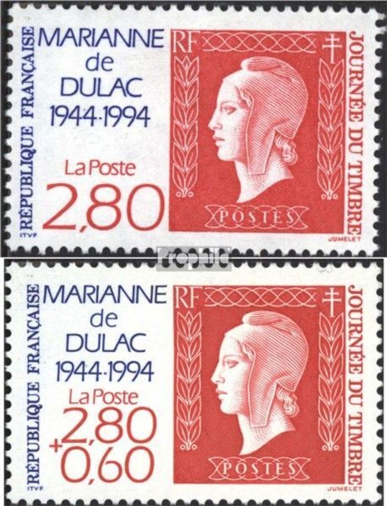 Briefmarken Frankreich 1994 Mi 3010C-3011C (kompl.Ausg.) postfrisch Tag der Briefmarke