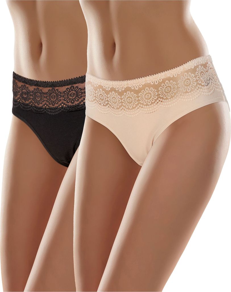 Merry Style Damen Slip MSGAB21 ((2Pack) Schwarz/Beige, 38 (Herstellergröße: M))