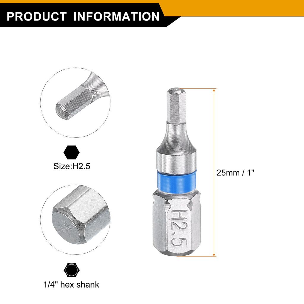 2 Stš¹ck Sechskant-Schraubendreher-Bit H2.5 1/4" Sechskant-Schaft 25mm/1" L?nge Magnetische Sechskant-Kopf-Bits S2 Stahl Elektrisches Schraubendr...
