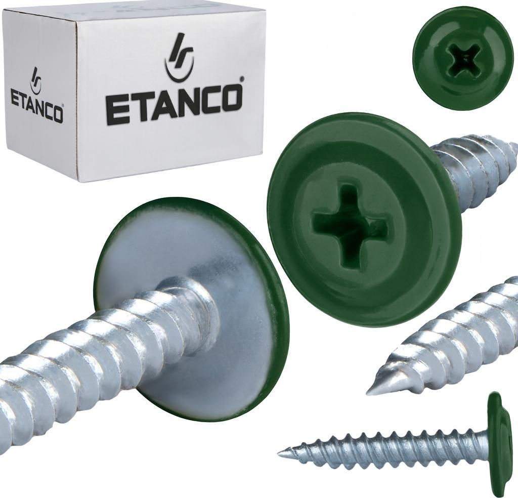 ETANCO GM-S selbstschneidende Blechschrauben Flachkopf RAL 6020 Chromoxidgrün 4,2 x 25 mm 250 Stk.
