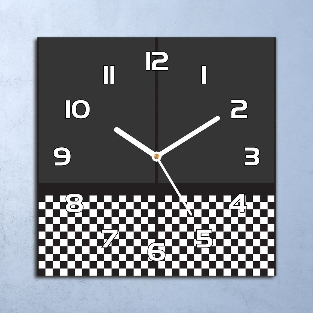 Deko Glasuhr Wanduhr 30x30 Brett Muster Quarz Küchenuhr Bürouhr