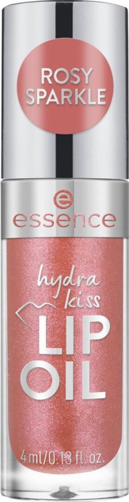 Essence hydra kiss LIP OIL, Rose, Rosy Sparkle, Färbung, Feuchtigkeitsspendend, Glättend, Aufpolsterung, Frauen, Schimmer, Paraben, Gluten