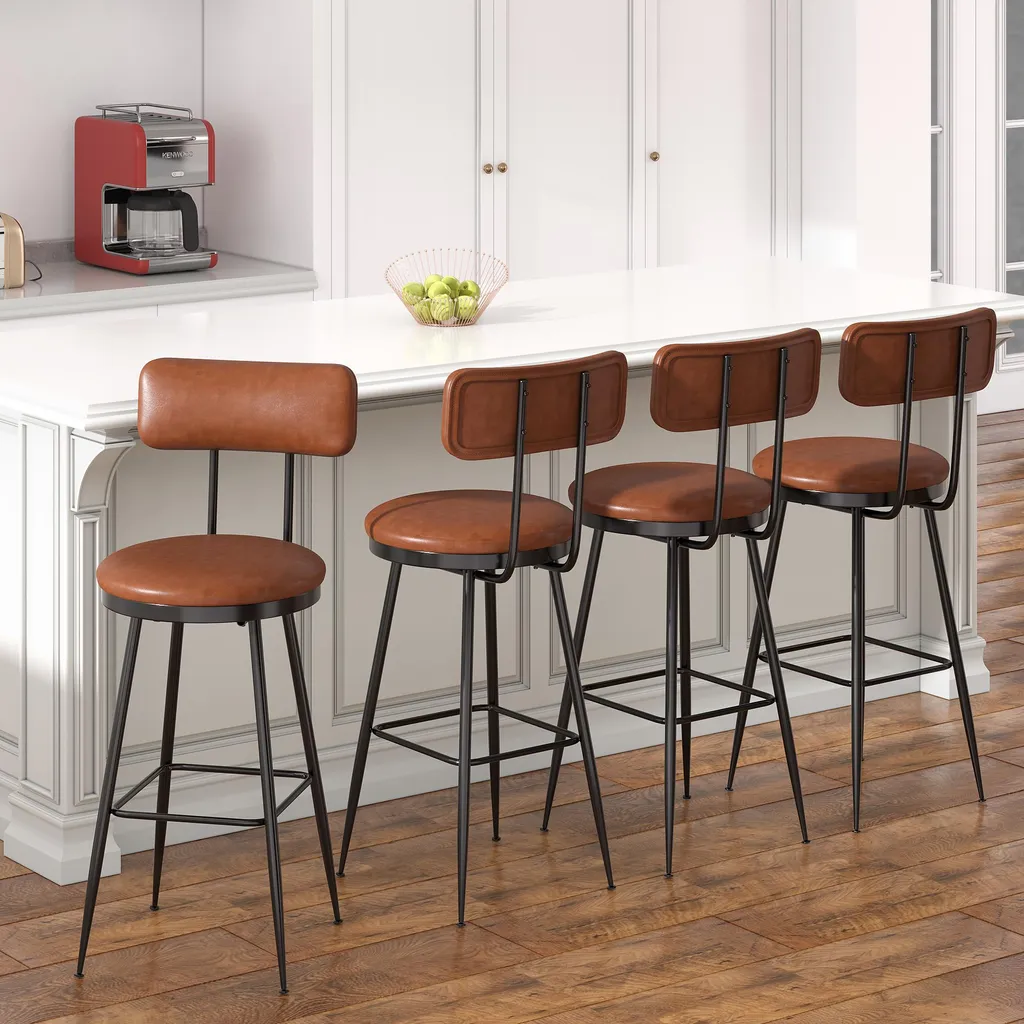 Set 4 Sgabelli Velluto Marrone ProximaX | Struttura in Metallo