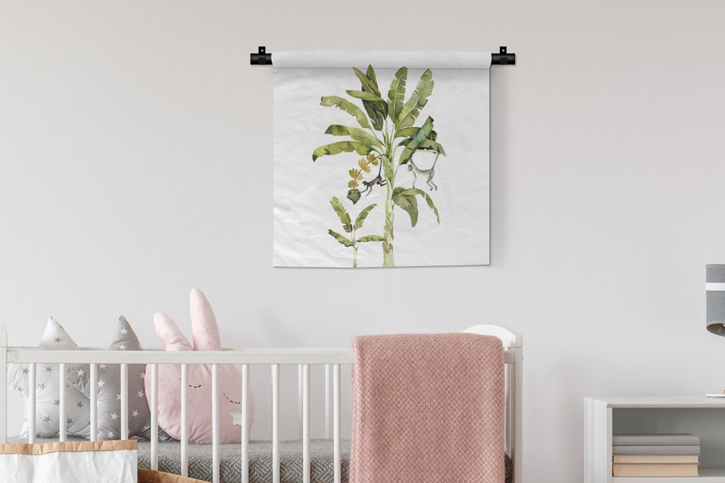MuchoWow Wandteppich Wandbehang Dschungel - Palme - Affe 60x60 cm Tapisserie Dekoration Wandtuch - Dekorationen - Wand Decke