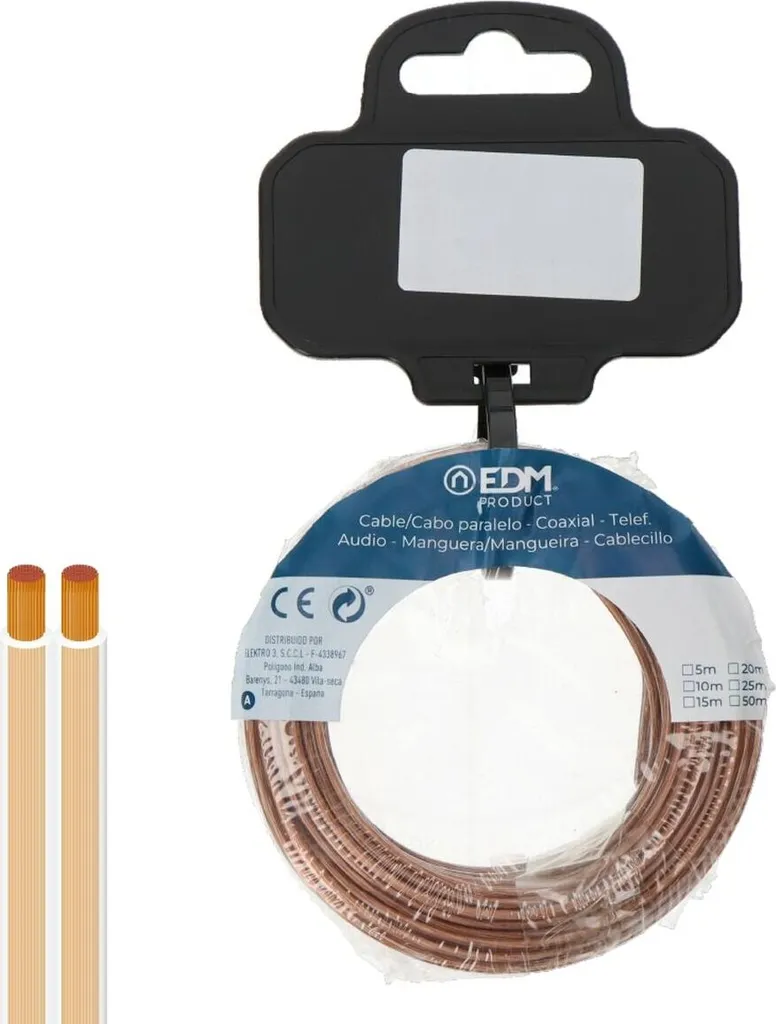 Cavo Parallelo Piatto EDM 28718 Trasparente 10m 2x0,75mm | EDM Shop