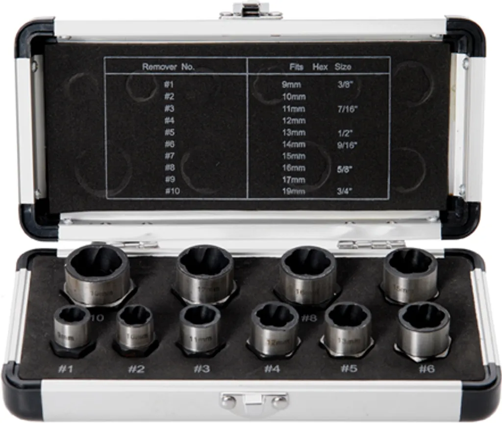 Kit de démontage pour écrous foirés et vis rouillées 10 pièces métal