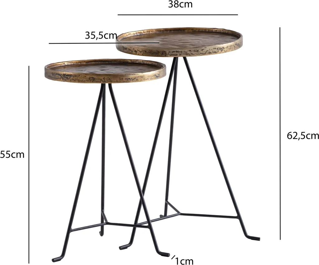 Table à Fleurs et Support Déco Set de 2 Tables d'Appoint Salon Métal