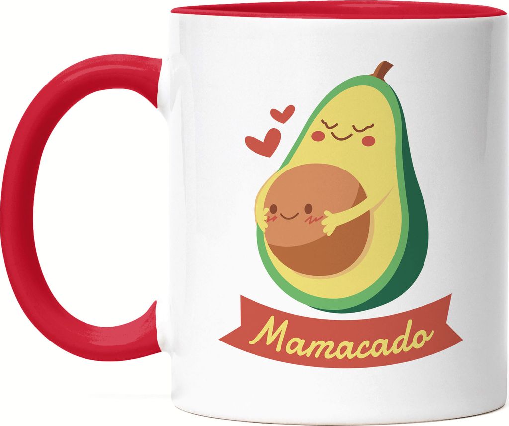 Mamacado Tasse Rot Süßes Geschenk für Werdende Mamas Avocado-Fans