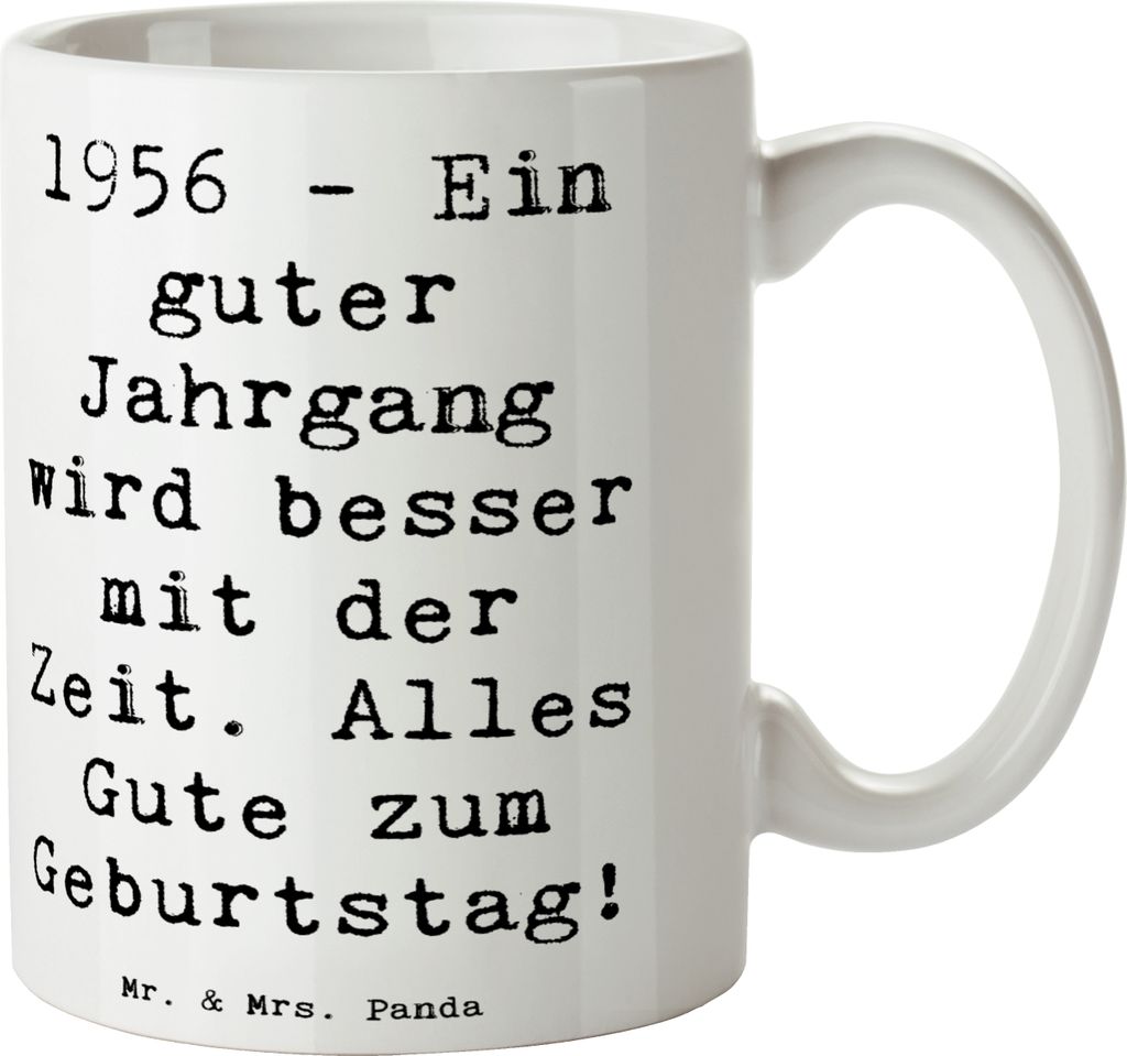 Mr. & Mrs. Panda Tasse Spruch 1956 Geburtstag - Weiß - Geschenk, Becher, Geschenktasse, Alter, Pott, Happy Birthday, liebevoller Gruß, Meilenstei...