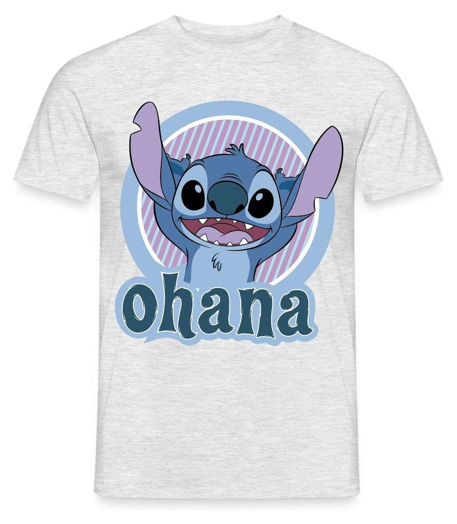 Lilo & Stitch Ohana Männer T-Shirt, L, Grau meliert Produktbild 