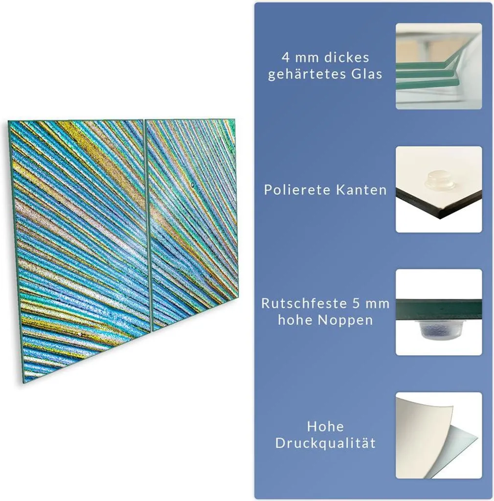 Set 2 Copri Piano Cottura 40x52 cm Astratto | Paraspruzzi Lavabile - 8