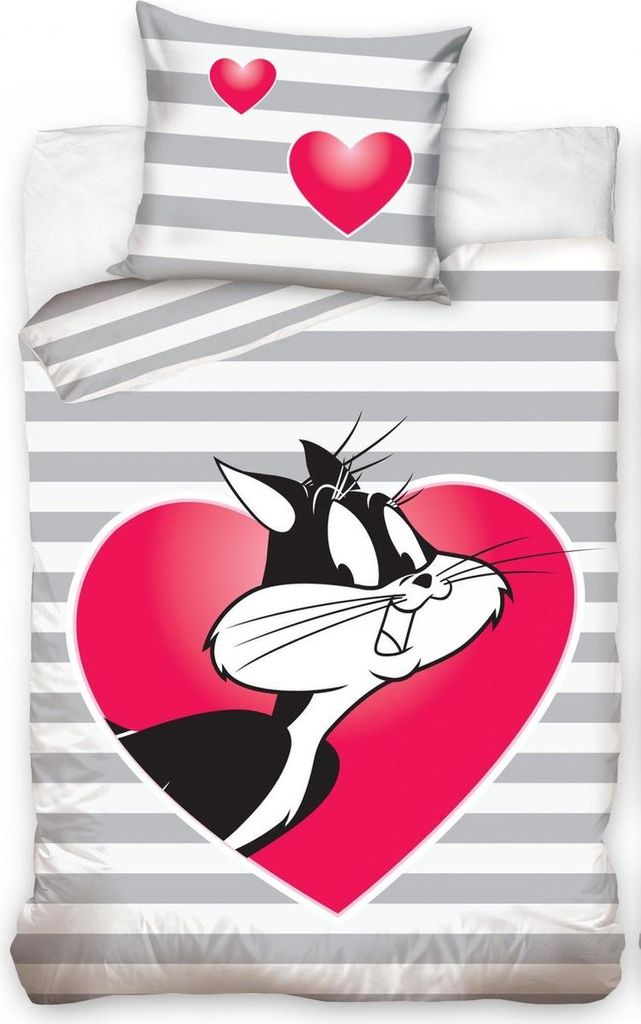bettbezug Looney Tunes grau/rosa 140 x 200 cm
