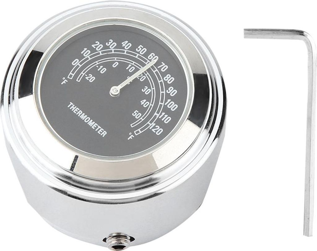 Motorrad-Thermometer, verchromt, 1 Stück, 22–25 mm, stoßfest, wasserdicht, für Fahrzeuge mit Lenker