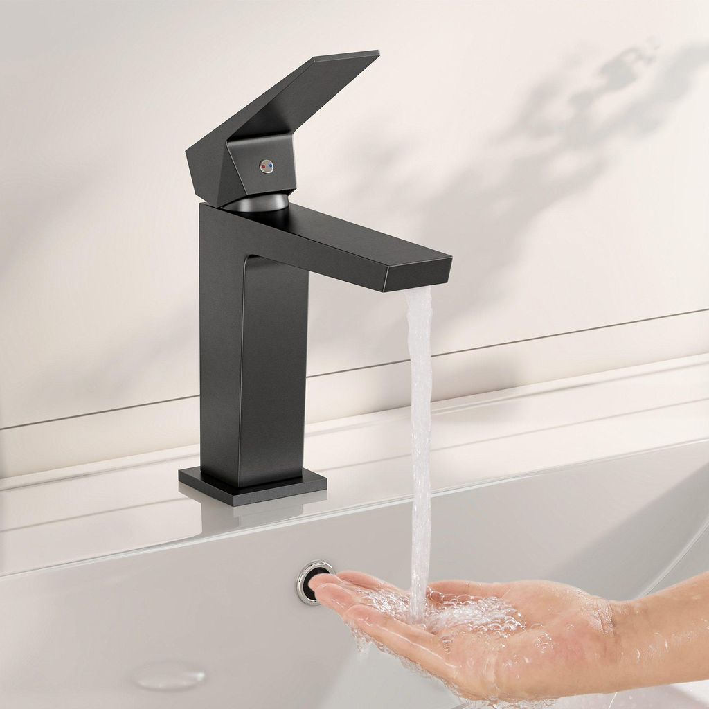 Radelldar Wasserhahn bad und bleifreie Edelstahl-Armatur,Rostfrei & Anti-Spritz,Schwarz,170cm