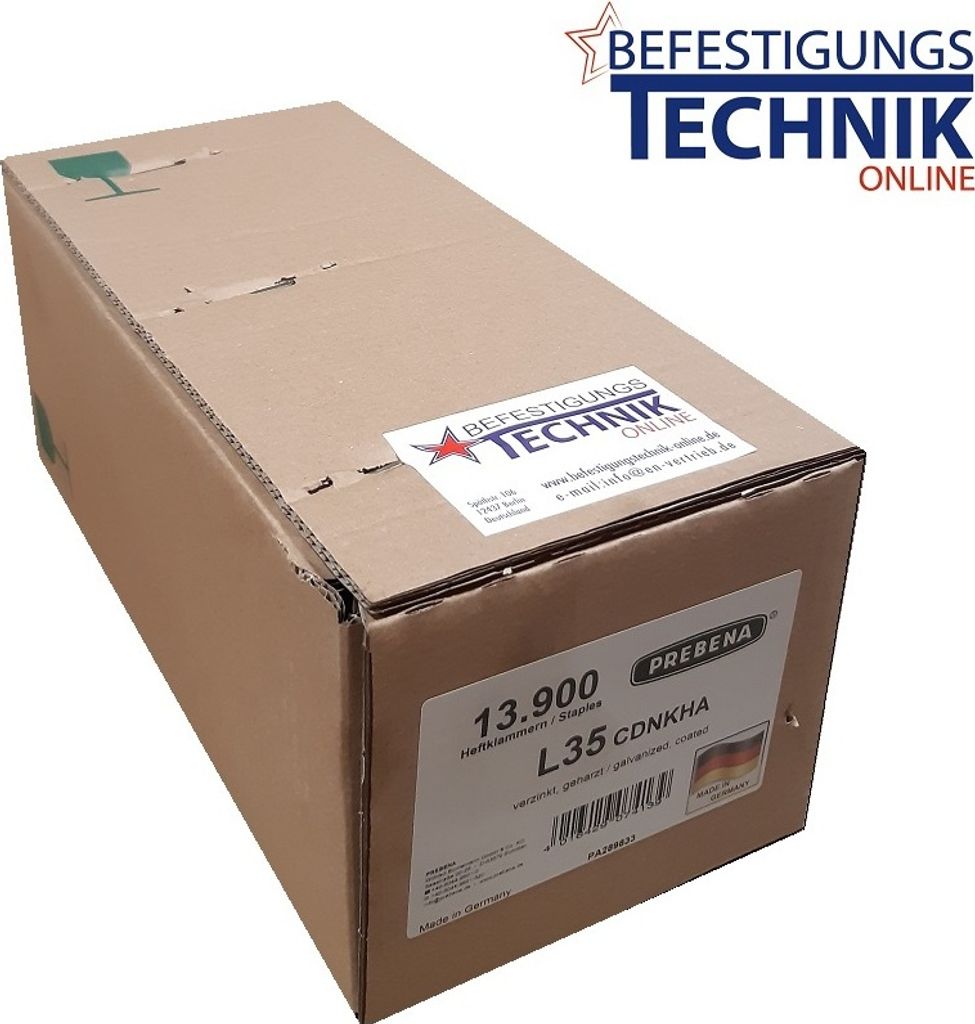Klammern G5562 35mm CDNK verzinkt Bostitch S5650 S5 Prebena L Senco N 851 Fermacell KL-26 13,9M