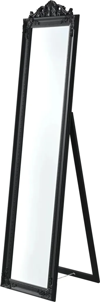 Specchio Barocco Nero 160x40 cm Freestanding Eulah in Legno Eucalipto