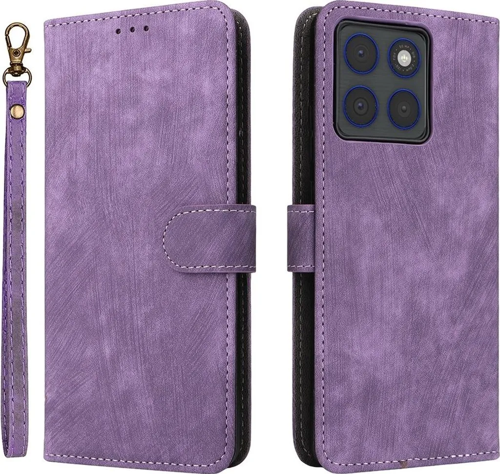 Cover Motorola Edge 70 Portafoglio Viola - Pelle Vintage Phonesta