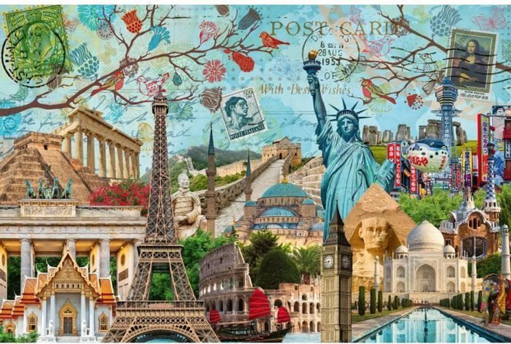 Ravensburger - Puzzle 5000 Teile - Postkarte mit Denkmälern - Ab 14 Jahren