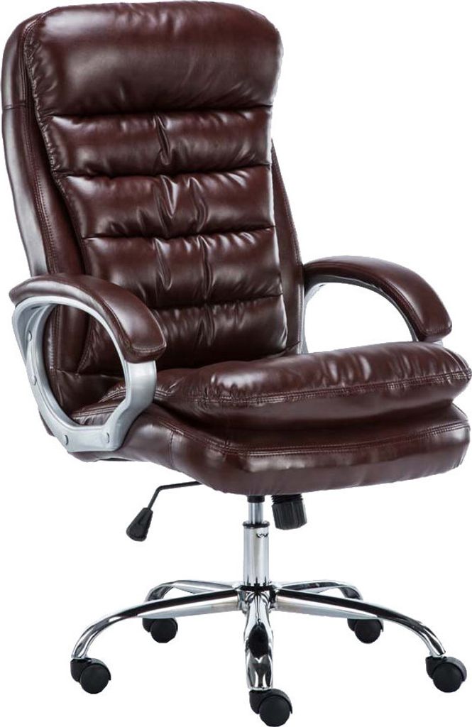 DELUKE Bürostuhl SOUK - 116x68x77, Bordeauxrot | Kunstleder | Metall in Chromoptik Gestell | ergonomische Bürostühle Homeoffice Stuhl mit Rollen