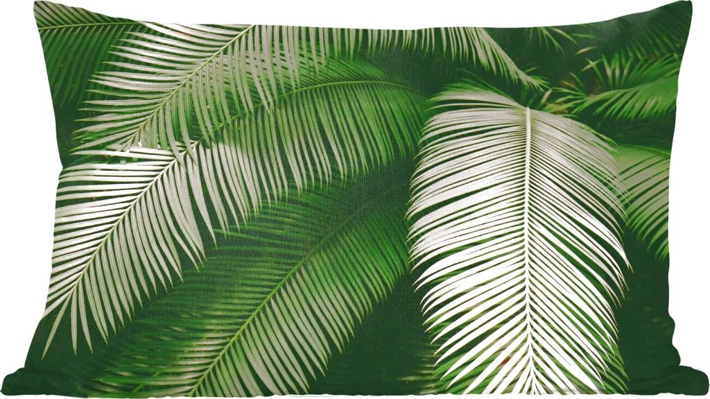 MuchoWow Zierkissen Sofakissen Wohnzimmer Dekokissen 50x30 cm Palmwedel - Sommer - Tropisch - Wohnzimmerdekoration - Polster mit Photo