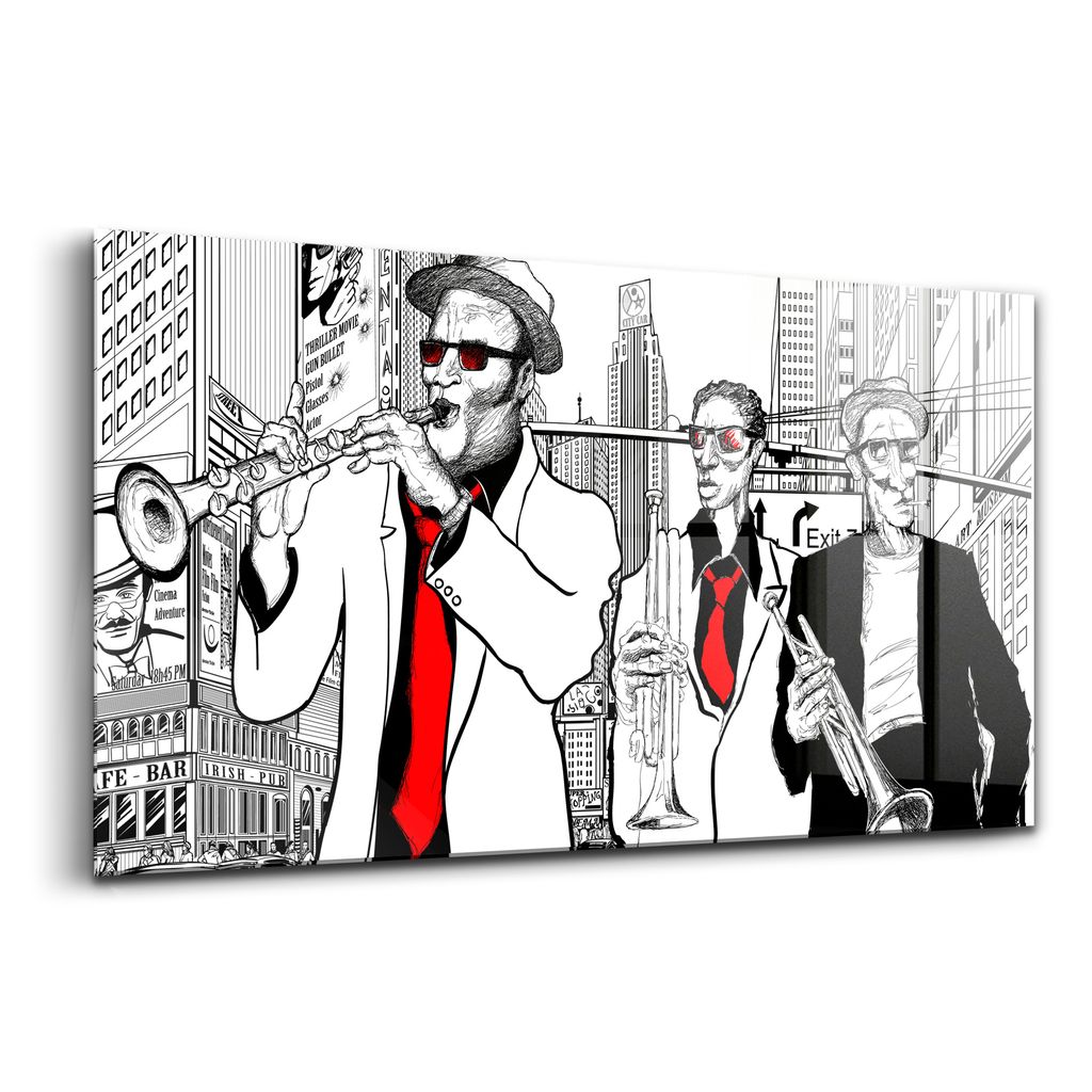 Glasmalerei - dekorative Malerei - moderne Malerei - 100x50 - Jazz Team