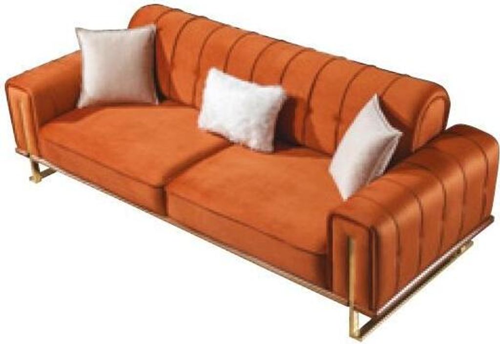 Sofa Orange 3 Sitzer Wohnzimmer Luxus Design Chesterfield Italienischer Stil
