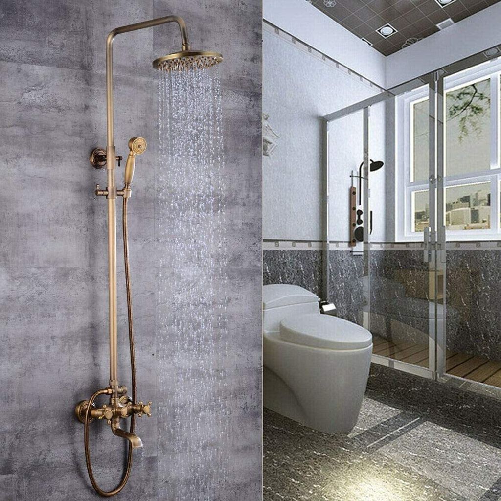 Retro Duschset Antik Duscharmatur Duschsystem Wasserhahn Regendusche Kupfer Handbrause Duschkopf Überkopfbrause Dusche Armatur