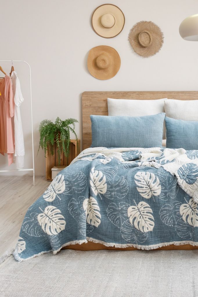 L'Essentiel Linge de Maison, Forest - Blue, Bettwäsche, Bettwäsche, 70 % BAUMWOLLE / 30 % POLYESTER, 240 x 260 cm