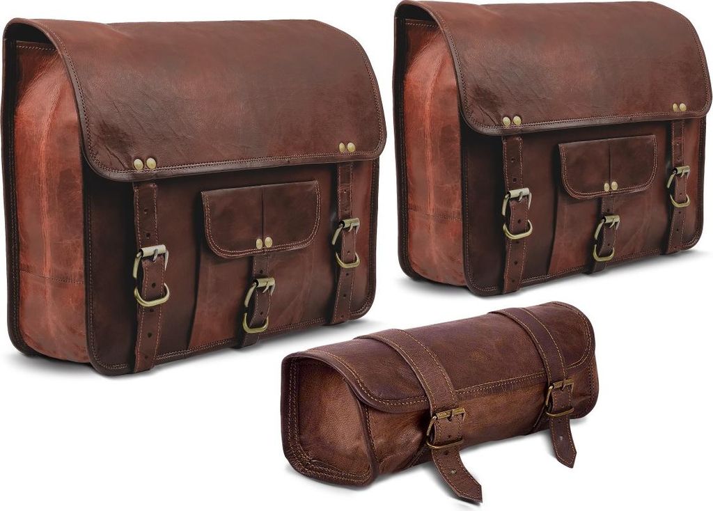 Satteltaschen + Werkzeugrollen für Chopper / Custombike Special SW2 br