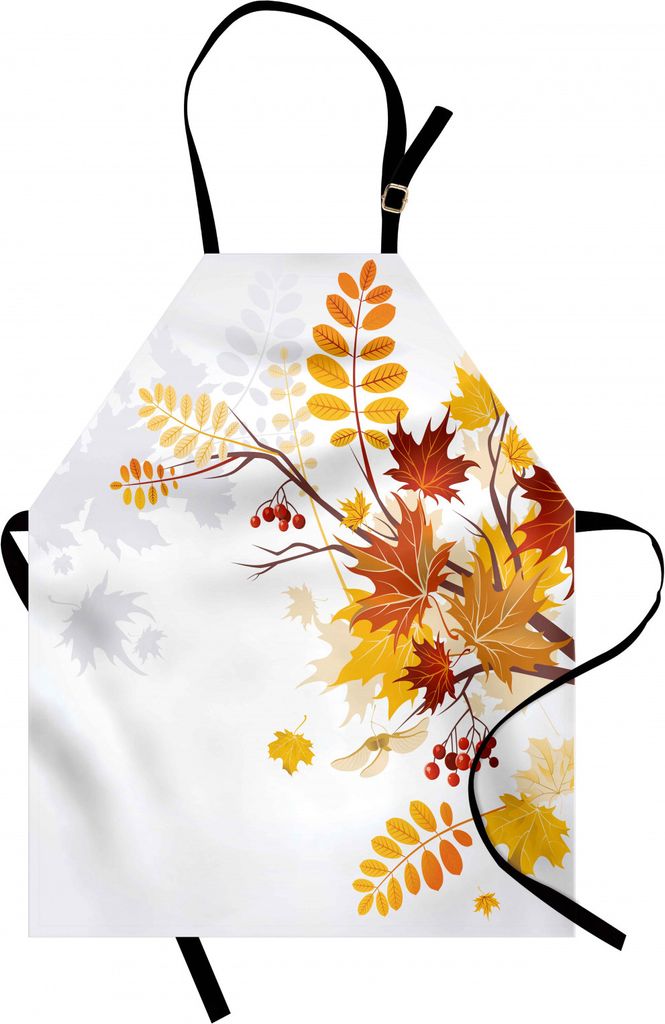 ABAKUHAUS Fallen Kochschürze, Verschiedene verblaßte Herbstlaub-Blumenstrauß-November-Umwelt-Laub-romantische Grafik, Farbfest Höhenverstellbar...