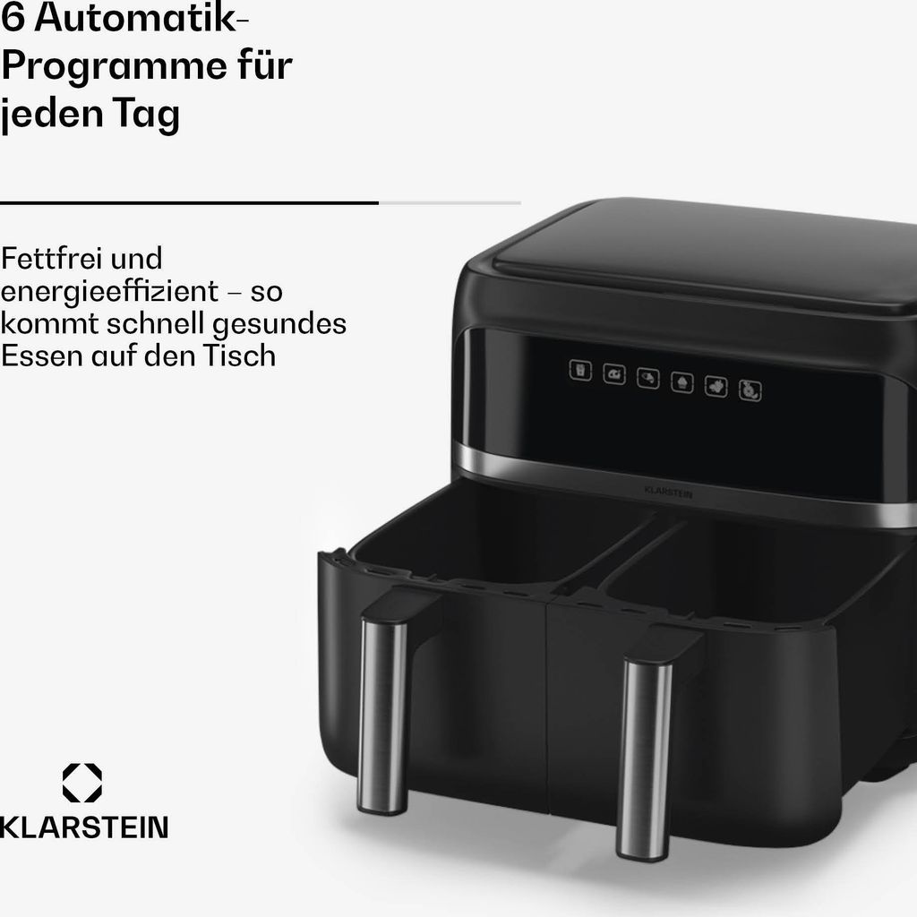 Klarstein Heißluftfritteuse, Airfryer mit 2 Kammern, 2850W Produktbild 6