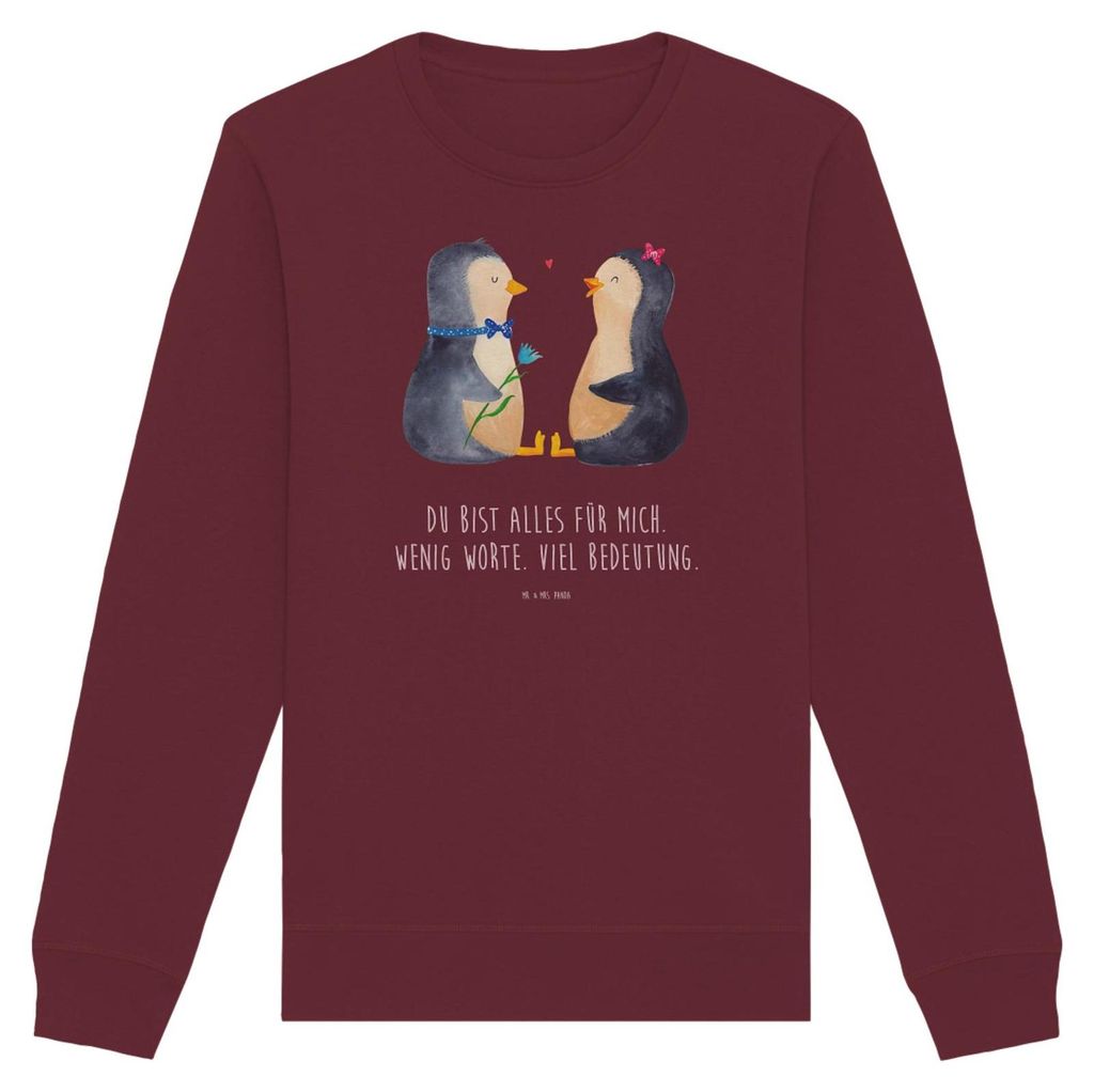 Mr. & Mrs. Panda Baumwoll Pullover Pinguin Pärchen Größe XL - Burgundy - Geschenk, Sweater, Hochzeitstag, Pulli, Liebe, Sweatshirt, Verlobung, B...