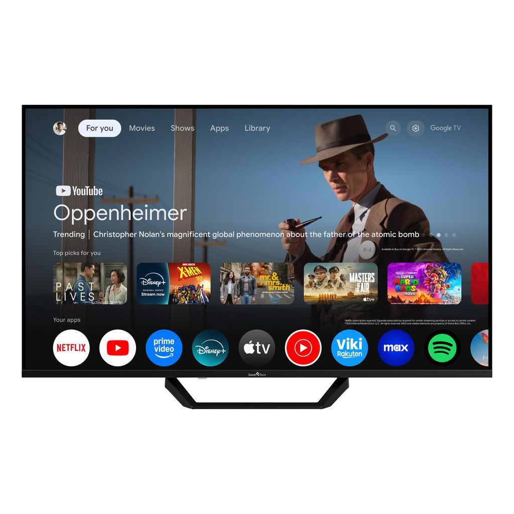Smart Tech 43QG02V2, 43 Zoll (109 cm) 4K UHD QLED Google-Fernseher, YouTube, Netflix, Prime Video, Disney+, DAZN