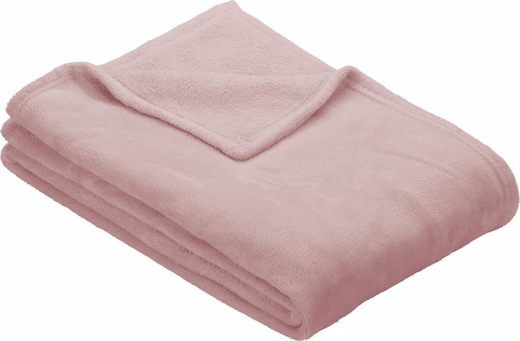Ibena Kuscheldecke Olbia 130x180 cm - Fleecedecke rosa einfarbig, Sofadecke kuschelweich