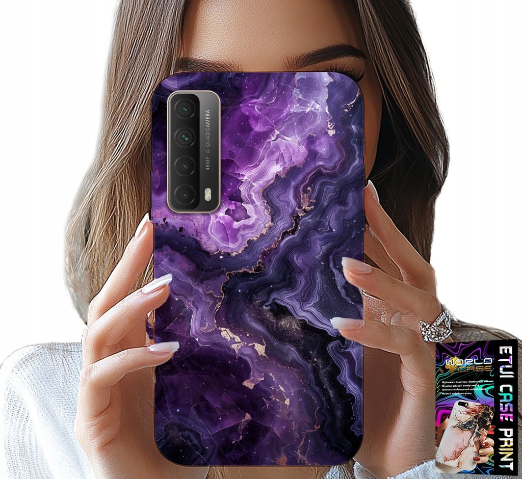 Fall Für Huawei P Smart 2021 - Lila Marmor Mode Frauen + Glas