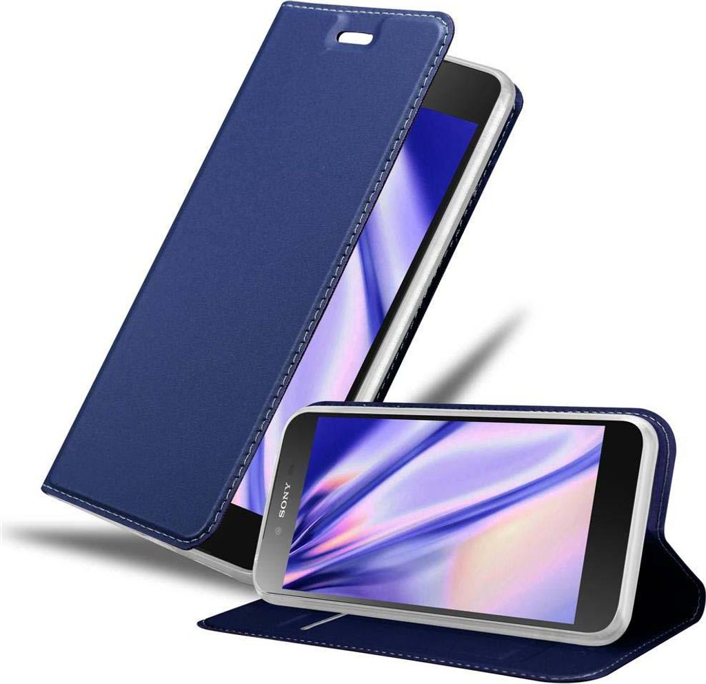 Cadorabo Handyhülle für Sony Xperia Z5 PREMIUM Schutz Hülle in Blau Cover Etui Book Case Booklet