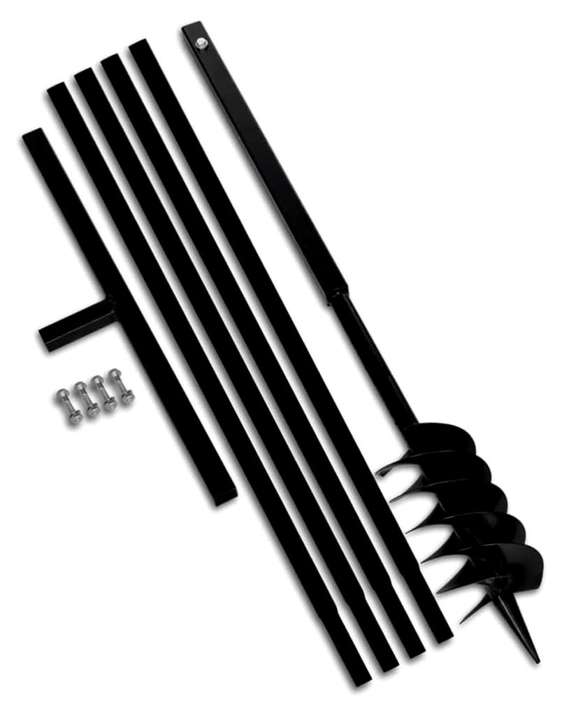 Erdbohrer mit Griff 120 mm und Verlängerungsrohr 5 m aus Stahl