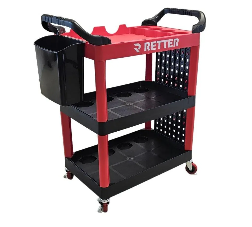 Station de préparation mobile avec 3 étagères pour garage et atelier