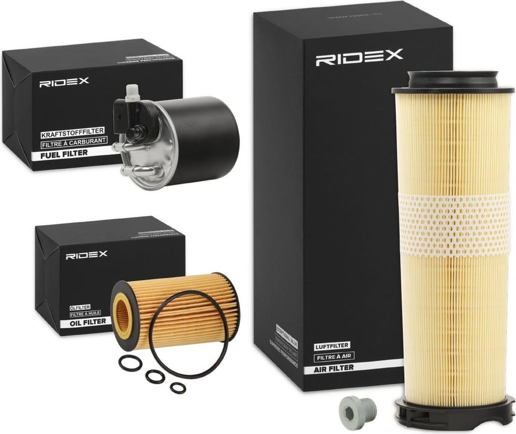 RIDEX Filterset Inspektionspaket Filtersatz passend für MERCEDES-BENZ C-Klasse Limousine (W204) C-Klasse T-modell (S204)