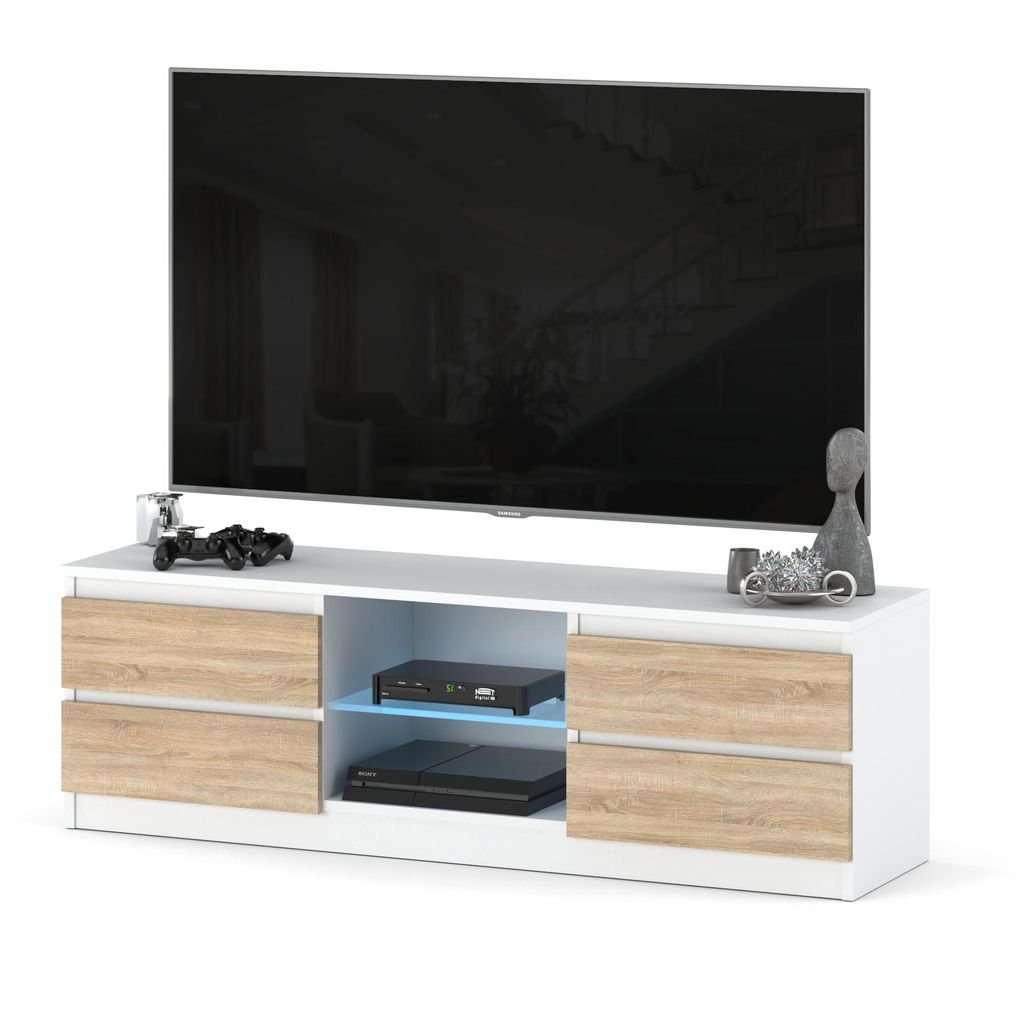 Szafka RTV 138cm AGA biała sonoma matowa pod telewizor 4 Zdjęcie produktu 