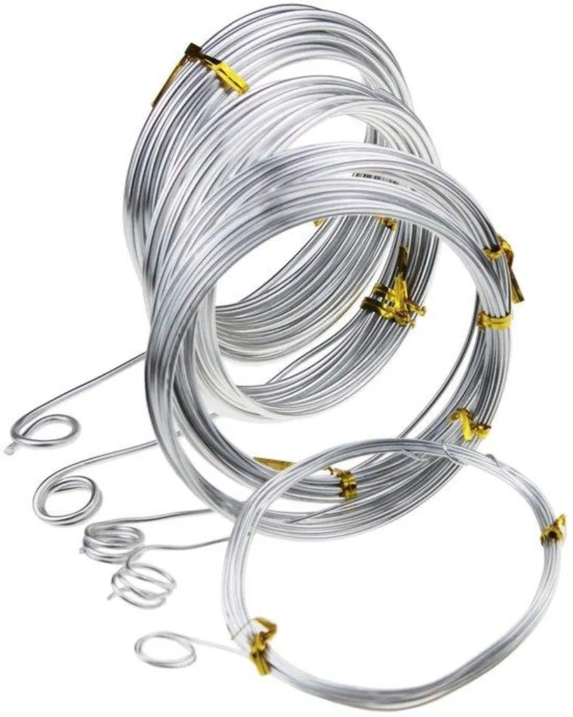 Fil de création pour bijoux en aluminium, 5 diamètres variés, pack de 5m