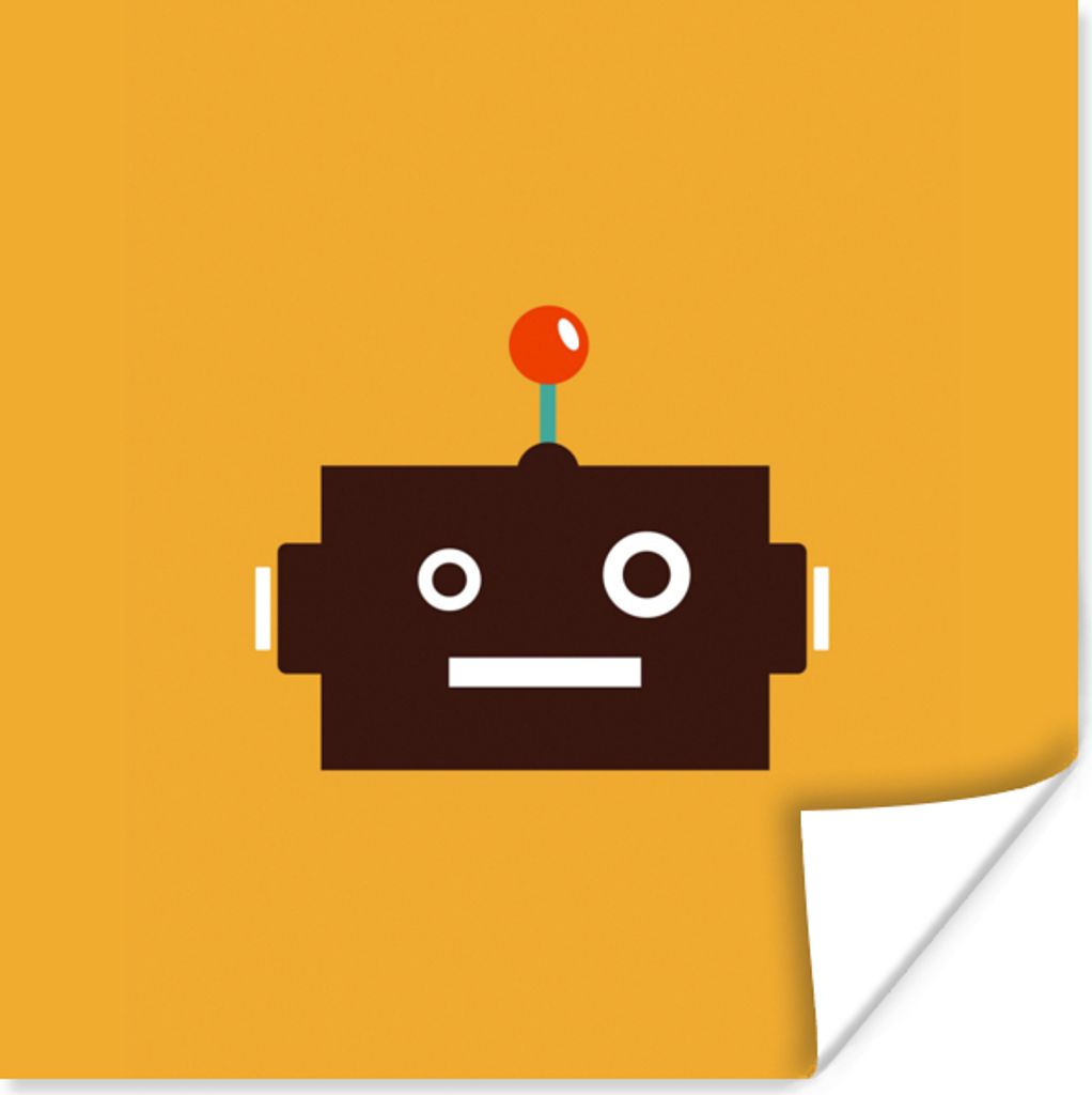 MuchoWow Poster Roboter - Gesicht - Antenne - Gelb - Jungen - Kind 50x50 cm - Wohnzimmerdekoration