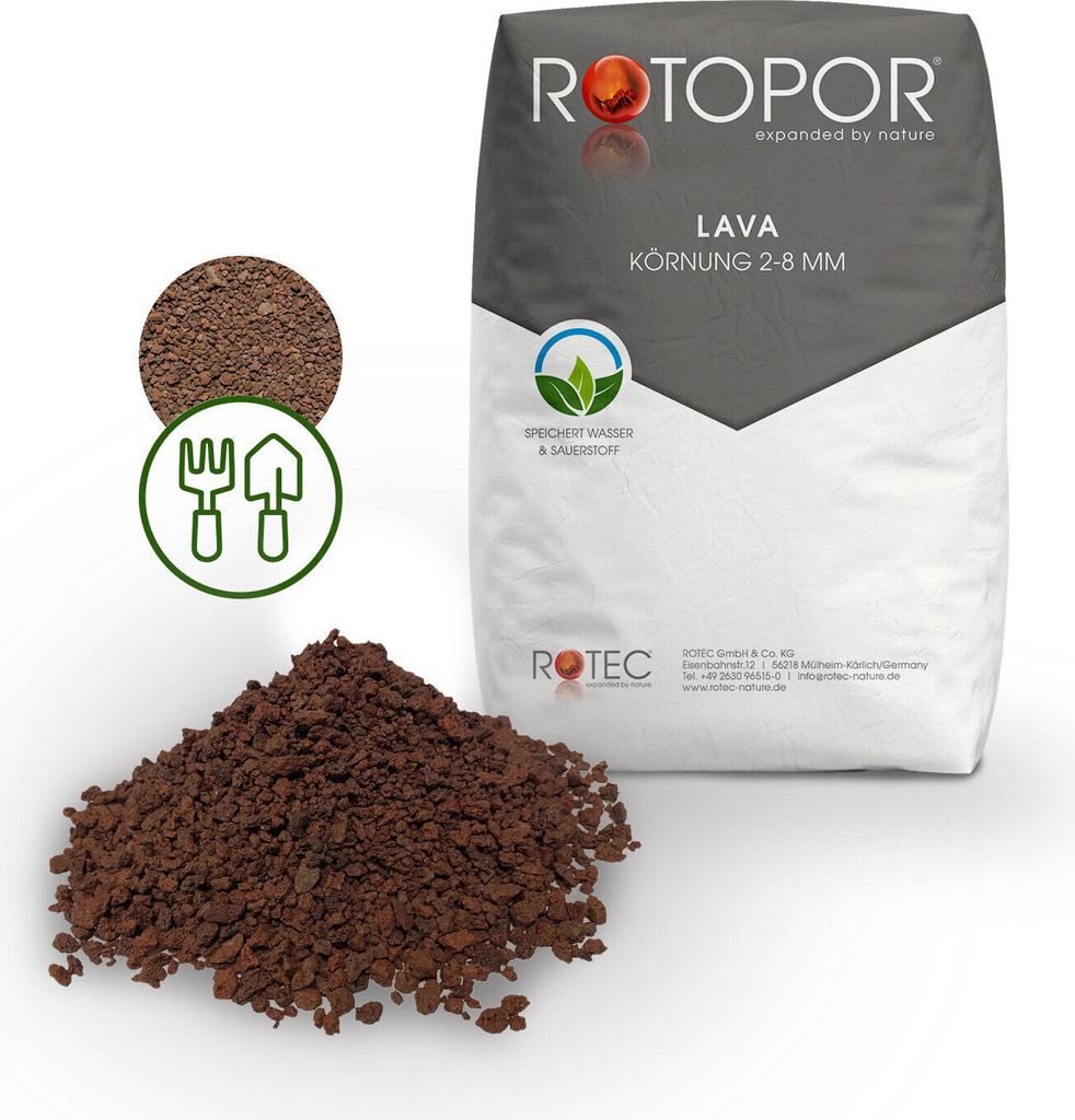 Rotopor Lava Körnung 2-8 mm Lavakies Kies Mulch Lavasplitt Produktbild 